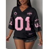 image:imageRoseSeek Womens Jersey Shirts Number Graphic V Neck 34 Sleeve Football Y2k T Shirts Tops StreetwearCoral Pink