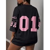 image:imageRoseSeek Womens Jersey Shirts Number Graphic V Neck 34 Sleeve Football Y2k T Shirts Tops StreetwearCoral Pink