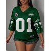 image:imageRoseSeek Womens Jersey Shirts Number Graphic V Neck 34 Sleeve Football Y2k T Shirts Tops StreetwearDark Green