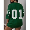 image:imageRoseSeek Womens Jersey Shirts Number Graphic V Neck 34 Sleeve Football Y2k T Shirts Tops StreetwearDark Green