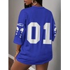 image:imageRoseSeek Womens Jersey Shirts Number Graphic V Neck 34 Sleeve Football Y2k T Shirts Tops StreetwearDeep Blue