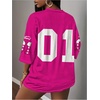 image:imageRoseSeek Womens Jersey Shirts Number Graphic V Neck 34 Sleeve Football Y2k T Shirts Tops StreetwearHot Pink