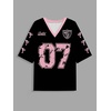image:imageRoseSeek Womens Jersey Shirts Number Graphic V Neck 34 Sleeve Football Y2k T Shirts Tops StreetwearMix Black