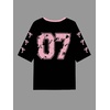 image:imageRoseSeek Womens Jersey Shirts Number Graphic V Neck 34 Sleeve Football Y2k T Shirts Tops StreetwearMix Black