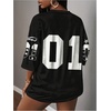 image:imageRoseSeek Womens Jersey Shirts Number Graphic V Neck 34 Sleeve Football Y2k T Shirts Tops StreetwearNumber Black
