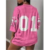 image:imageRoseSeek Womens Jersey Shirts Number Graphic V Neck 34 Sleeve Football Y2k T Shirts Tops StreetwearPink