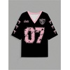 image:imageRoseSeek Womens Jersey Shirts Number Graphic V Neck 34 Sleeve Football Y2k T Shirts Tops StreetwearPink and Black