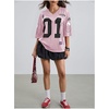 image:imageRoseSeek Womens Jersey Shirts Number Graphic V Neck 34 Sleeve Football Y2k T Shirts Tops StreetwearPure Pink