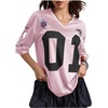 image:imageRoseSeek Womens Jersey Shirts Number Graphic V Neck 34 Sleeve Football Y2k T Shirts Tops StreetwearPure Pink