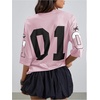 image:imageRoseSeek Womens Jersey Shirts Number Graphic V Neck 34 Sleeve Football Y2k T Shirts Tops StreetwearPure Pink