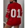 image:imageRoseSeek Womens Jersey Shirts Number Graphic V Neck 34 Sleeve Football Y2k T Shirts Tops StreetwearRed