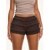 image:imageRoseSeek Womens Lace Frill Layered Mini Shorts Elastic Waist Low Rise Skinny Y2K ShortsBrown