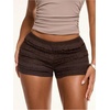image:imageRoseSeek Womens Lace Frill Layered Mini Shorts Elastic Waist Low Rise Skinny Y2K ShortsBrown