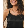image:imageRoseSeek Womens Lace Trim Patchwork Cami Top V Neck Sleeveless Tops with Side Slit Elegant TopsBlack