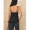 image:imageRoseSeek Womens Lace Trim Patchwork Cami Top V Neck Sleeveless Tops with Side Slit Elegant TopsBlack