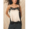 image:imageRoseSeek Womens Lace Trim Patchwork Cami Top V Neck Sleeveless Tops with Side Slit Elegant TopsMulticolor