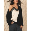 image:imageRoseSeek Womens Lace Trim Patchwork Cami Top V Neck Sleeveless Tops with Side Slit Elegant TopsMulticolor