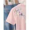 image:imageRoseSeek Womens Lemon Print Cute Tops Crew Neck Short Sleeve T Shirts Casual Summer TopsFloral Pink
