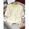 image:imageRoseSeek Womens Lemon Print Cute Tops Crew Neck Short Sleeve T Shirts Casual Summer TopsMulticolor Beige