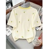 image:imageRoseSeek Womens Lemon Print Cute Tops Crew Neck Short Sleeve T Shirts Casual Summer TopsMulticolor Beige