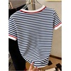image:imageRoseSeek Womens Lemon Print Cute Tops Crew Neck Short Sleeve T Shirts Casual Summer TopsStriped Blue