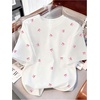 image:imageRoseSeek Womens Lemon Print Cute Tops Crew Neck Short Sleeve T Shirts Casual Summer TopsWhite and Bow Pink