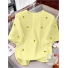 image:imageRoseSeek Womens Lemon Print Cute Tops Crew Neck Short Sleeve T Shirts Casual Summer TopsYellow
