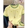 image:imageRoseSeek Womens Lemon Print Cute Tops Crew Neck Short Sleeve T Shirts Casual Summer TopsYellow and Green