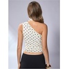 image:imageRoseSeek Womens Leopard Polka Dots Halter One Shoulder Tops Asymmetrical Slim Fit Cropped Y2K Going Out TopsApricot Dots