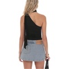 image:imageRoseSeek Womens Leopard Polka Dots Halter One Shoulder Tops Asymmetrical Slim Fit Cropped Y2K Going Out TopsBlack