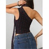 image:imageRoseSeek Womens Leopard Polka Dots Halter One Shoulder Tops Asymmetrical Slim Fit Cropped Y2K Going Out TopsBlack Heart