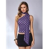 image:imageRoseSeek Womens Leopard Polka Dots Halter One Shoulder Tops Asymmetrical Slim Fit Cropped Y2K Going Out TopsBlue Dots