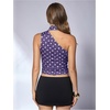 image:imageRoseSeek Womens Leopard Polka Dots Halter One Shoulder Tops Asymmetrical Slim Fit Cropped Y2K Going Out TopsBlue Dots