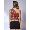 image:imageRoseSeek Womens Leopard Polka Dots Halter One Shoulder Tops Asymmetrical Slim Fit Cropped Y2K Going Out TopsBurgundy Dots