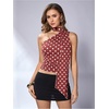 image:imageRoseSeek Womens Leopard Polka Dots Halter One Shoulder Tops Asymmetrical Slim Fit Cropped Y2K Going Out TopsBurgundy Dots