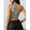 image:imageRoseSeek Womens Leopard Polka Dots Halter One Shoulder Tops Asymmetrical Slim Fit Cropped Y2K Going Out TopsDeer Print