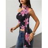 image:imageRoseSeek Womens Leopard Polka Dots Halter One Shoulder Tops Asymmetrical Slim Fit Cropped Y2K Going Out TopsFloral Dots