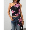 image:imageRoseSeek Womens Leopard Polka Dots Halter One Shoulder Tops Asymmetrical Slim Fit Cropped Y2K Going Out TopsFloral Dots