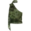 image:imageRoseSeek Womens Leopard Polka Dots Halter One Shoulder Tops Asymmetrical Slim Fit Cropped Y2K Going Out TopsFloral Green