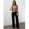 image:imageRoseSeek Womens Leopard Polka Dots Halter One Shoulder Tops Asymmetrical Slim Fit Cropped Y2K Going Out TopsFloral Print