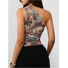 image:imageRoseSeek Womens Leopard Polka Dots Halter One Shoulder Tops Asymmetrical Slim Fit Cropped Y2K Going Out TopsFloral Print