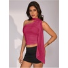 image:imageRoseSeek Womens Leopard Polka Dots Halter One Shoulder Tops Asymmetrical Slim Fit Cropped Y2K Going Out TopsHot Pink