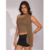image:imageRoseSeek Womens Leopard Polka Dots Halter One Shoulder Tops Asymmetrical Slim Fit Cropped Y2K Going Out TopsMedium Brown