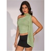 image:imageRoseSeek Womens Leopard Polka Dots Halter One Shoulder Tops Asymmetrical Slim Fit Cropped Y2K Going Out TopsMint Green