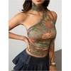image:imageRoseSeek Womens Leopard Polka Dots Halter One Shoulder Tops Asymmetrical Slim Fit Cropped Y2K Going Out TopsPaisley Graphic