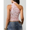 image:imageRoseSeek Womens Leopard Polka Dots Halter One Shoulder Tops Asymmetrical Slim Fit Cropped Y2K Going Out TopsPink Flower