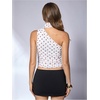 image:imageRoseSeek Womens Leopard Polka Dots Halter One Shoulder Tops Asymmetrical Slim Fit Cropped Y2K Going Out TopsWhite Burgundy