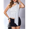 image:imageRoseSeek Womens Leopard Polka Dots Halter One Shoulder Tops Asymmetrical Slim Fit Cropped Y2K Going Out TopsWhite Dots