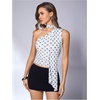 image:imageRoseSeek Womens Leopard Polka Dots Halter One Shoulder Tops Asymmetrical Slim Fit Cropped Y2K Going Out TopsWhite Dots