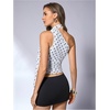 image:imageRoseSeek Womens Leopard Polka Dots Halter One Shoulder Tops Asymmetrical Slim Fit Cropped Y2K Going Out TopsWhite Dots
